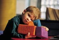Boy with colored blocks